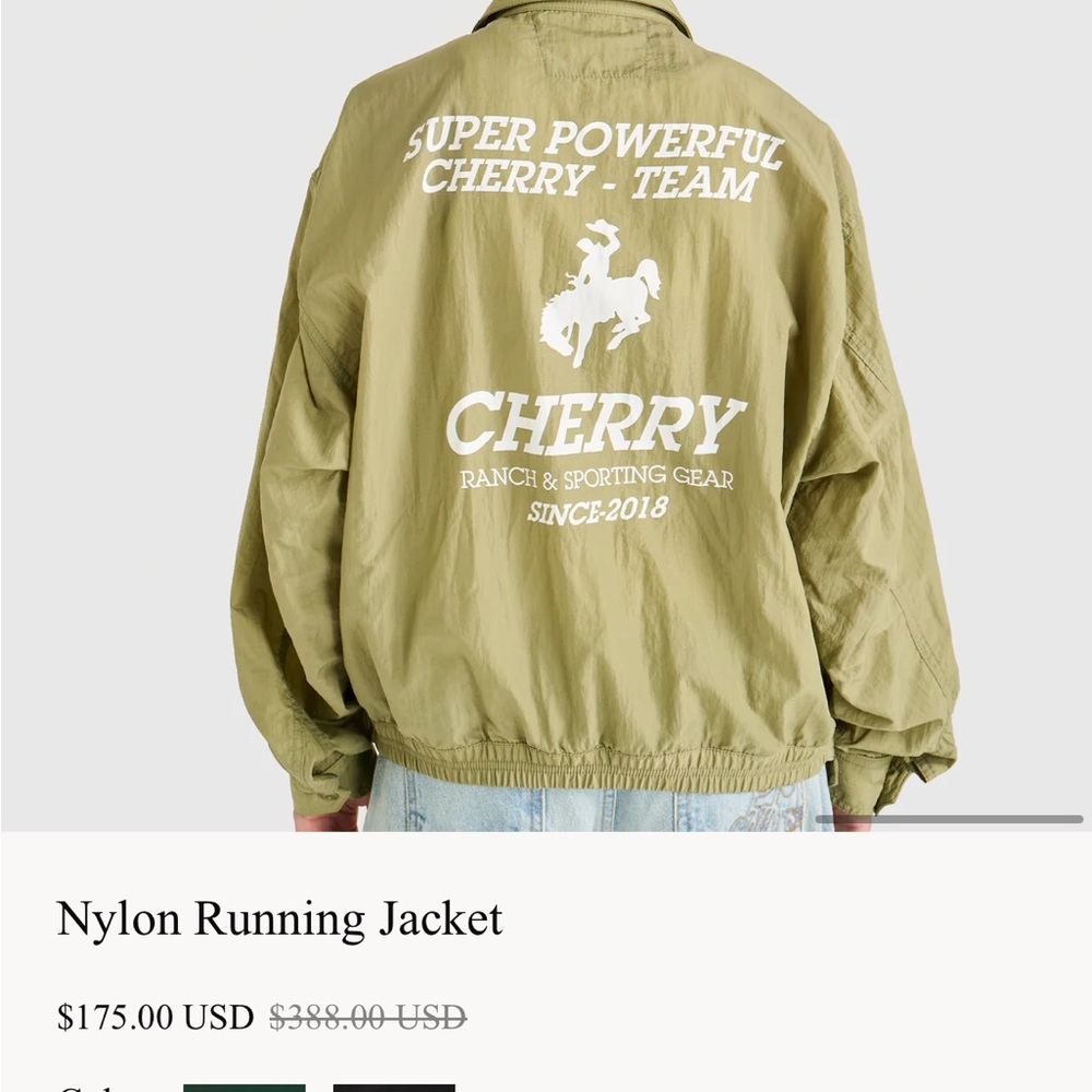 Cherry LA Olive Nylon Running Jacket